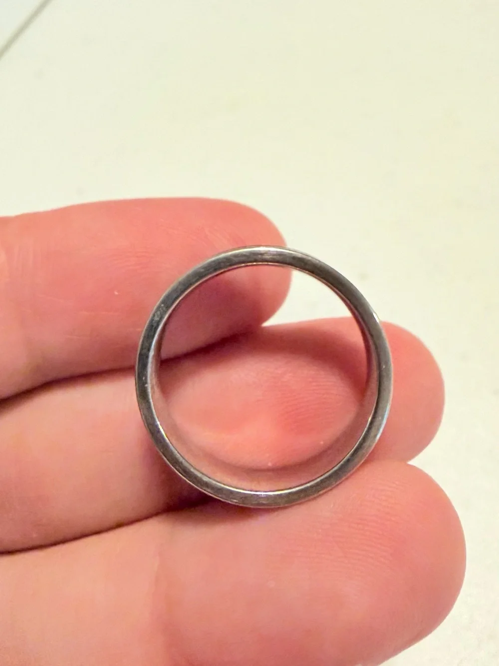 Stainless Steel Ring With Black Inlay.
